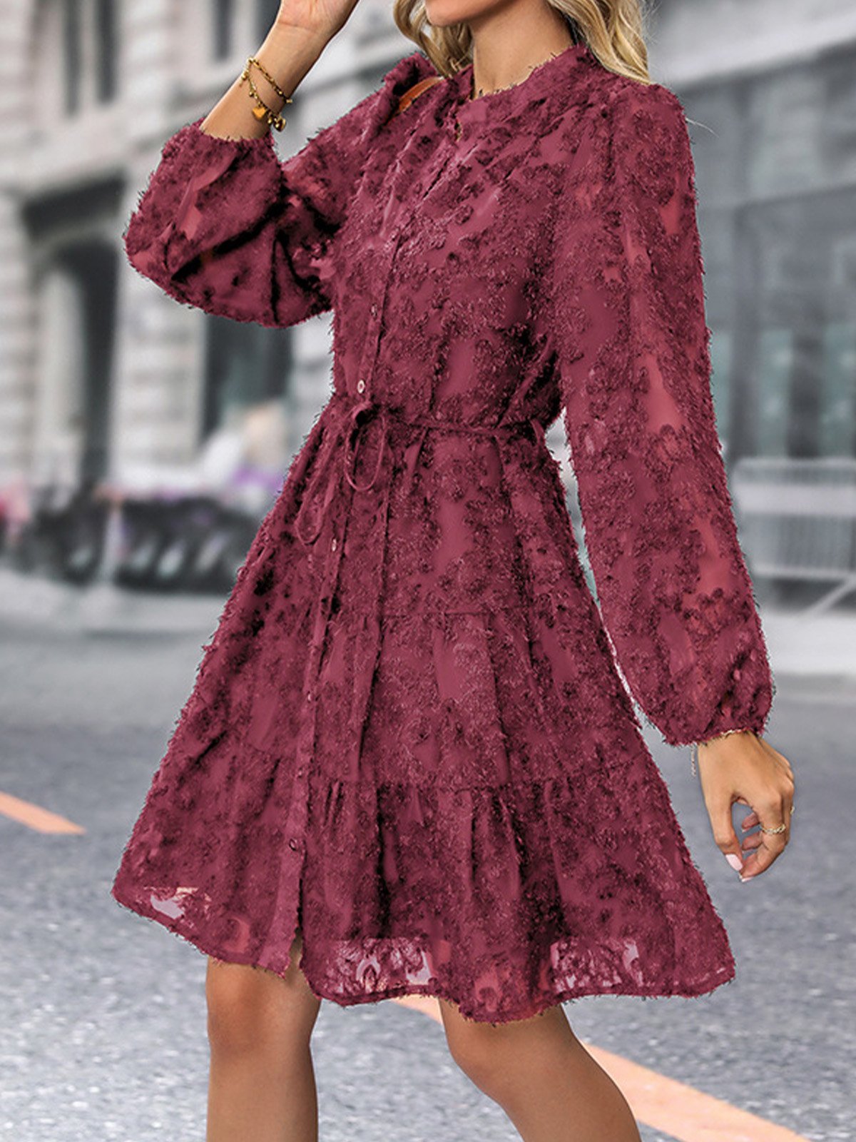 Femmes Plain Noir Col Rond Confortable Mini Robe Décontracté