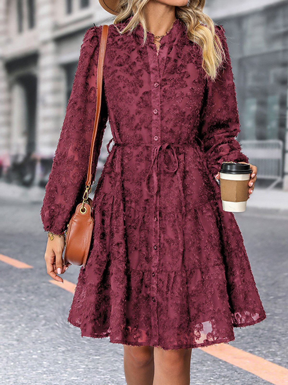 Femmes Plain Noir Col Rond Confortable Mini Robe Décontracté