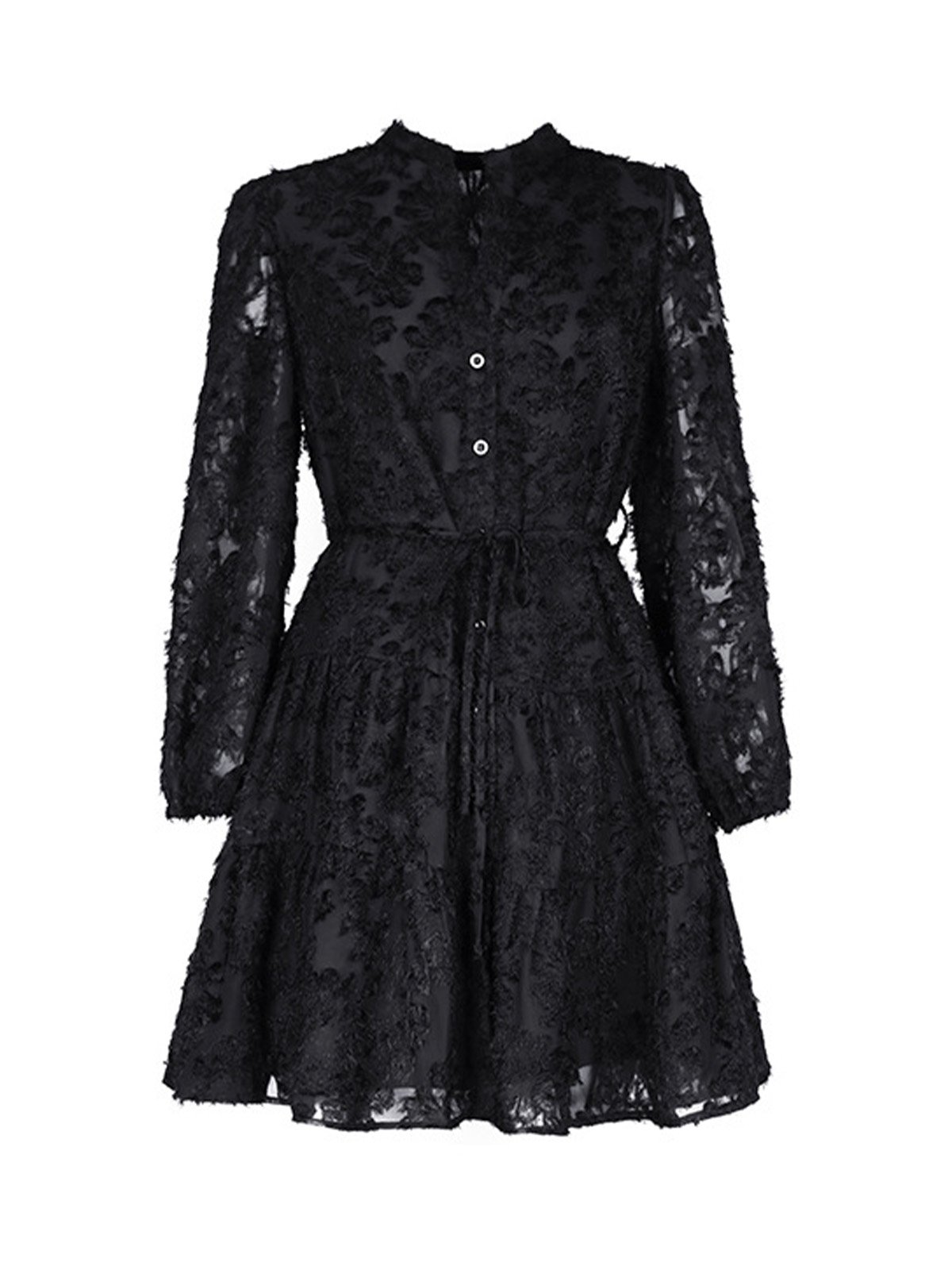 Femmes Plain Noir Col Rond Confortable Mini Robe Décontracté