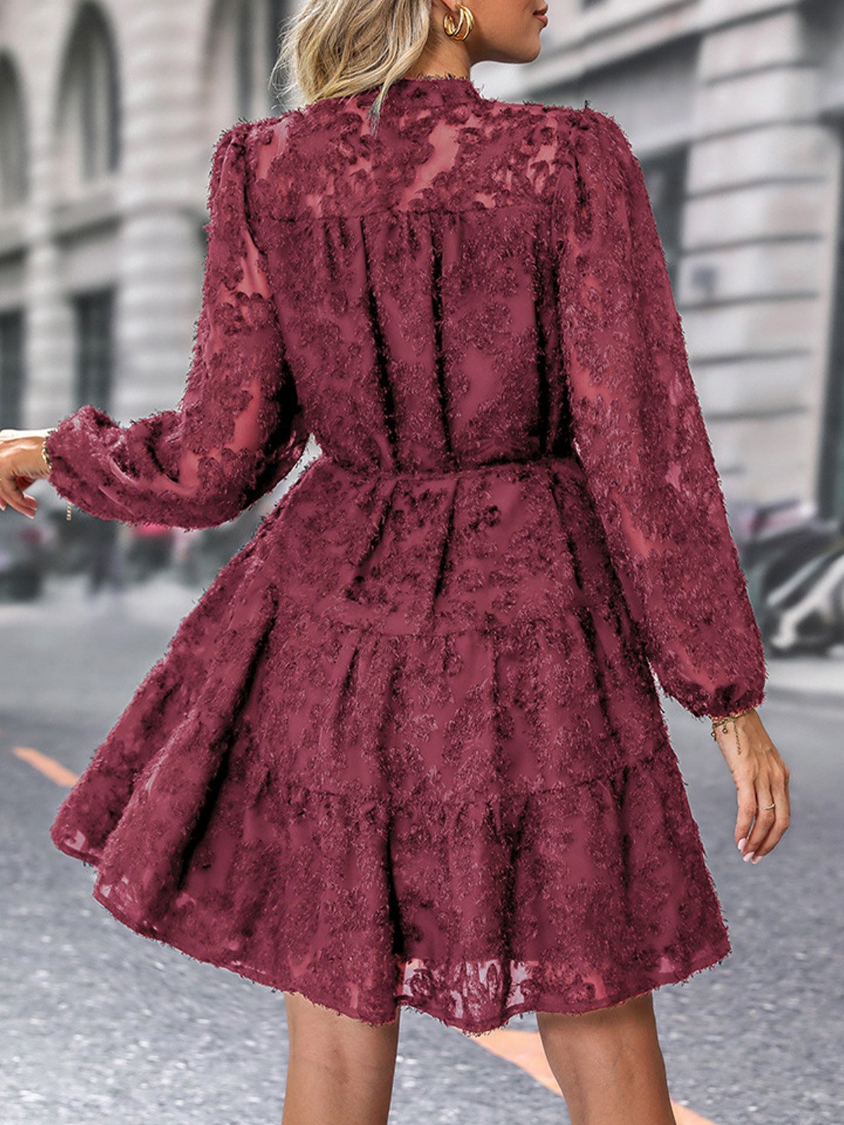 Femmes Plain Noir Col Rond Confortable Mini Robe Décontracté