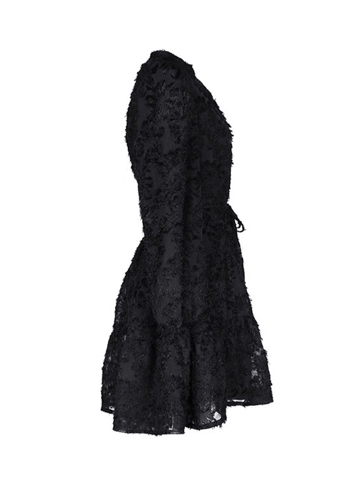 Femmes Plain Noir Col Rond Confortable Mini Robe Décontracté