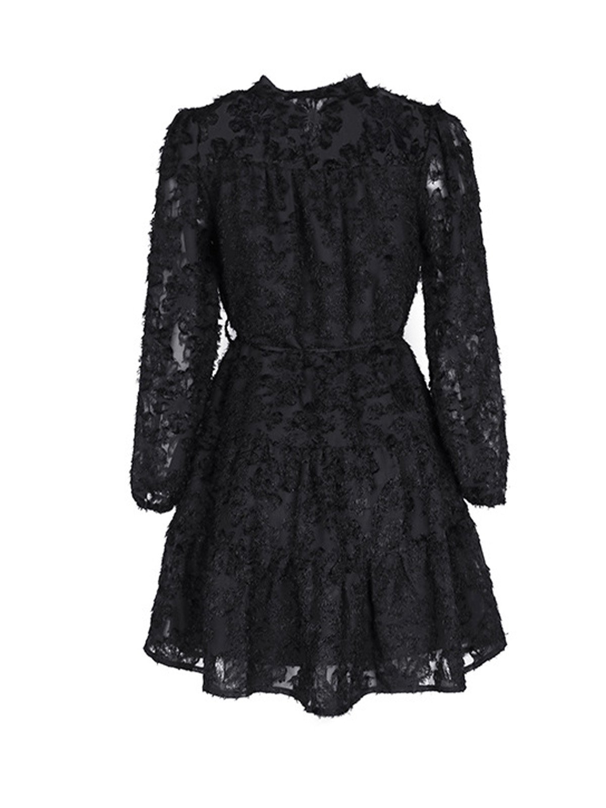 Femmes Plain Noir Col Rond Confortable Mini Robe Décontracté