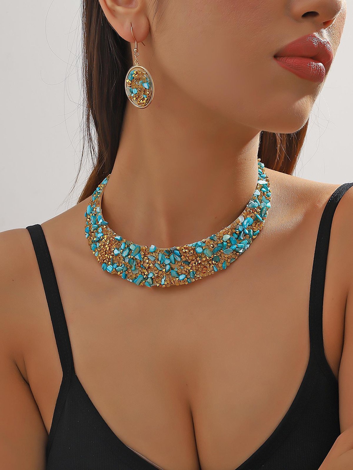 Ensembles de Bijoux Femmes Bloc de Couleur Toutes Les Saisons Élégant Mariage Avec Faux Diamant Cristal Ensembles