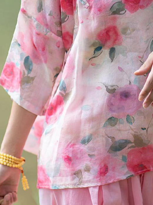 Chemises Décontracté Floral Printemps / Automne Aucune élasticité Faire la navette Ample Col Rond Droit Régulier pour Femmes