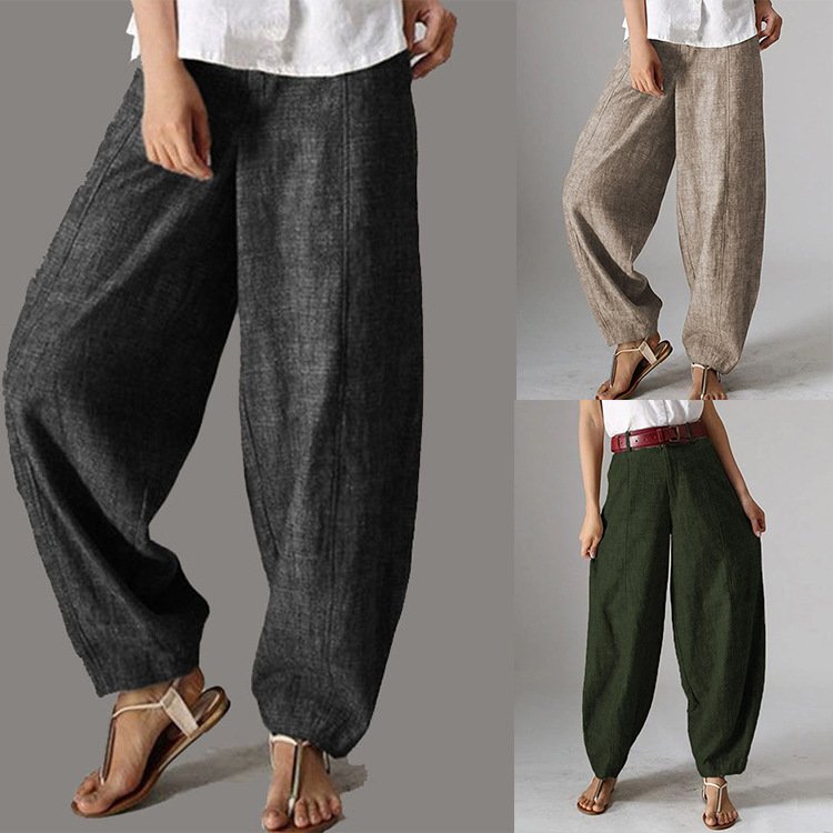 Pantalons Décontracté Plain Printemps / Automne Coton Aucune élasticité Quotidien Ample Long Poche Couture pour Femmes