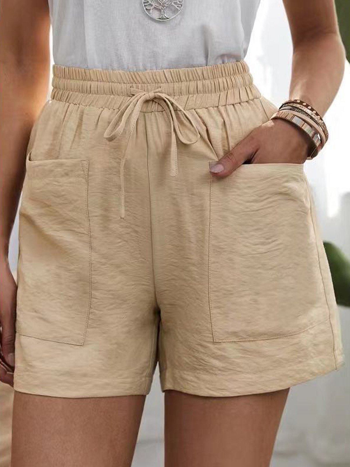 Pantalons Femmes Décontracté Plain Été Naturel Aucune élasticité Quotidien Shorts Droit Régulier