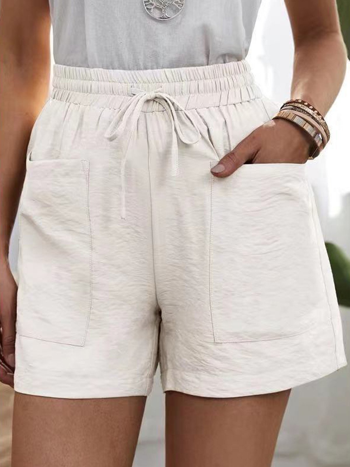 Pantalons Femmes Décontracté Plain Été Naturel Aucune élasticité Quotidien Shorts Droit Régulier