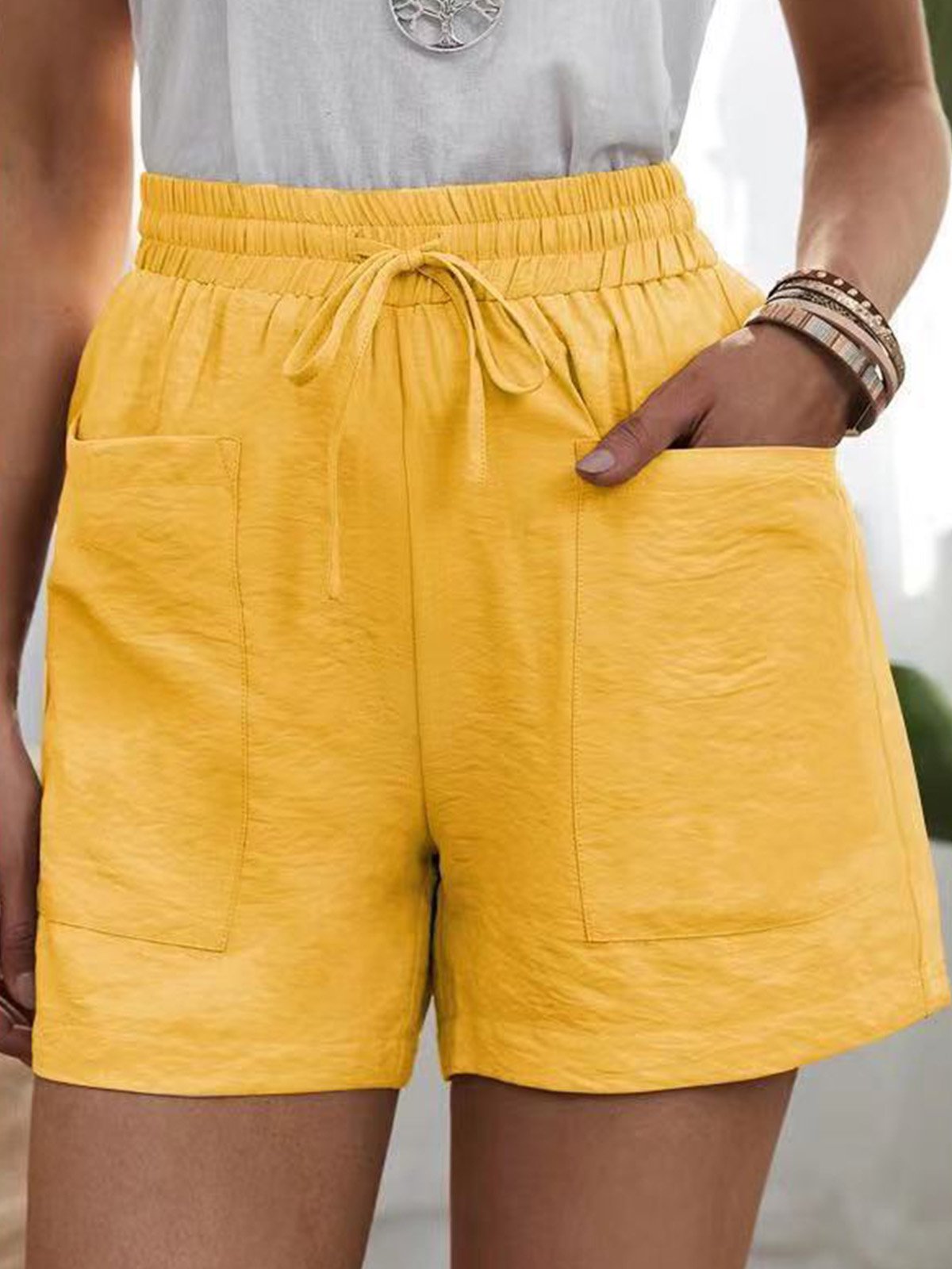 Pantalons Femmes Décontracté Plain Été Naturel Aucune élasticité Quotidien Shorts Droit Régulier