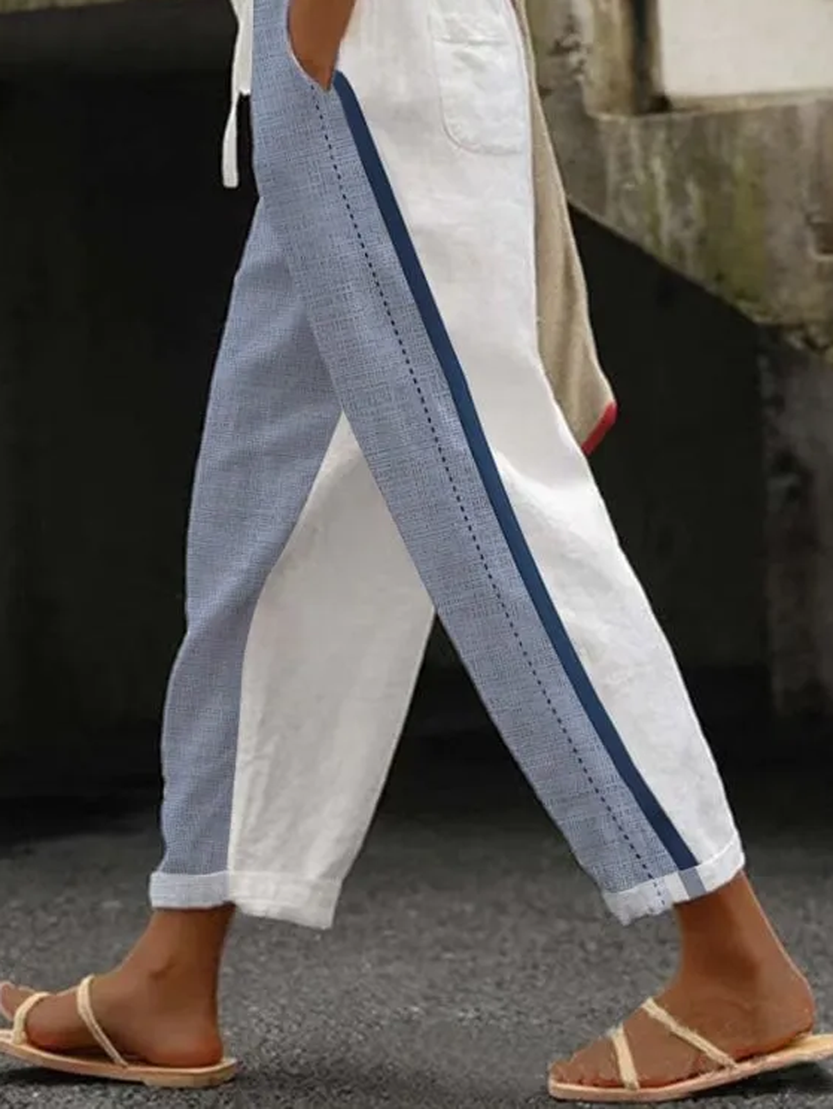 Pantalons Décontracté Bloc de Couleur Printemps / Automne Aucune élasticité Quotidien Ample Pantalon droit Long Régulier pour Femmes