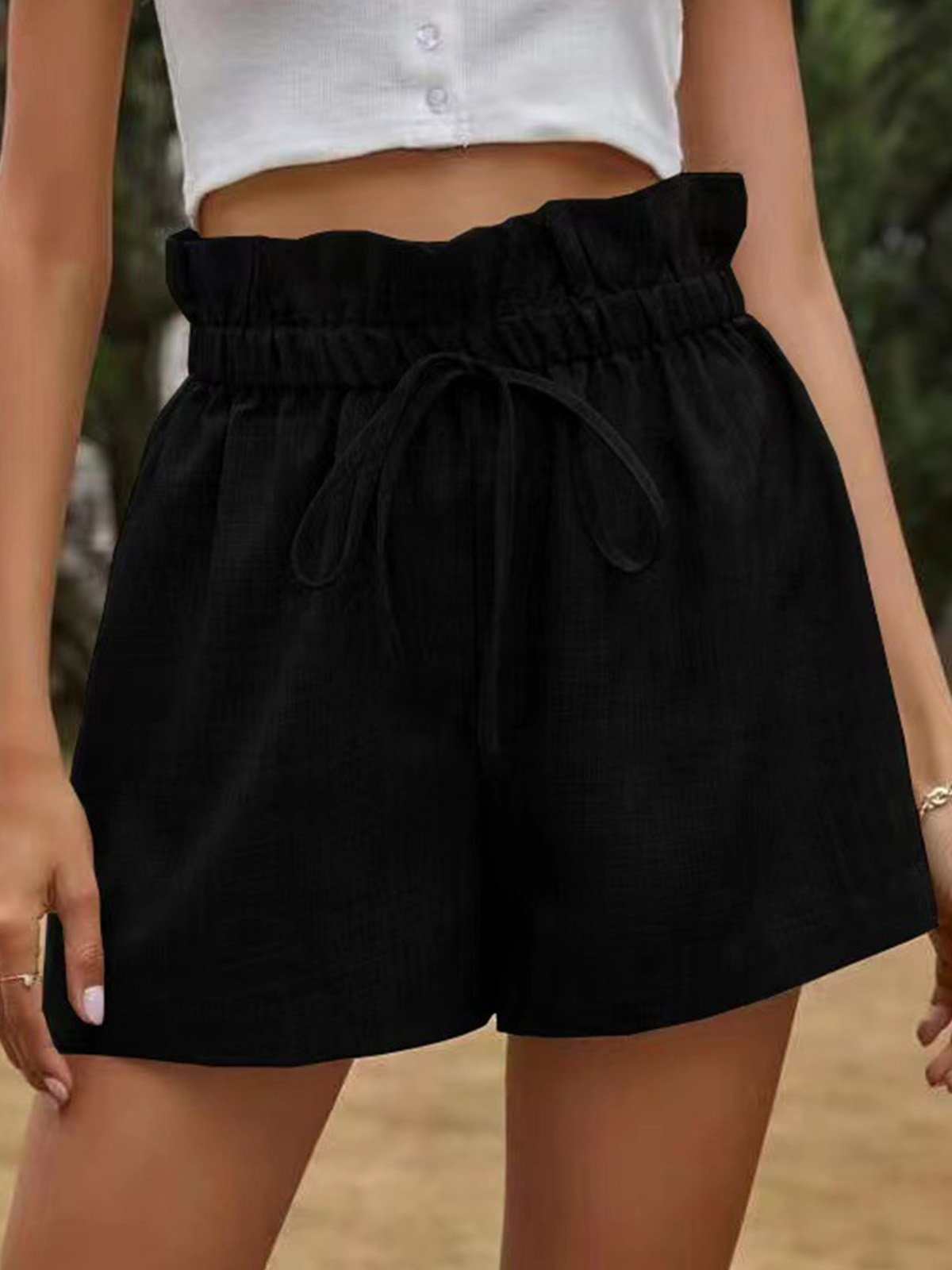 Pantalons Décontracté Plain Été Taille Haute Quotidien Ample Pantalons à Jambe Large Droit Régulier pour Femmes