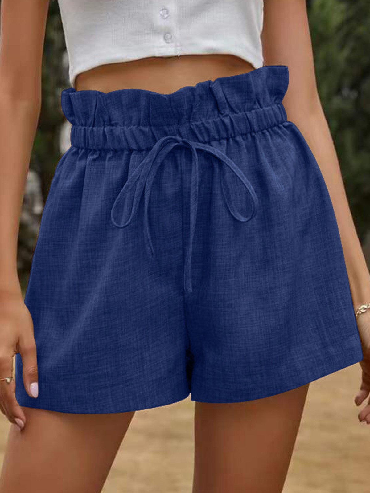 Pantalons Décontracté Plain Été Taille Haute Quotidien Ample Pantalons à Jambe Large Droit Régulier pour Femmes