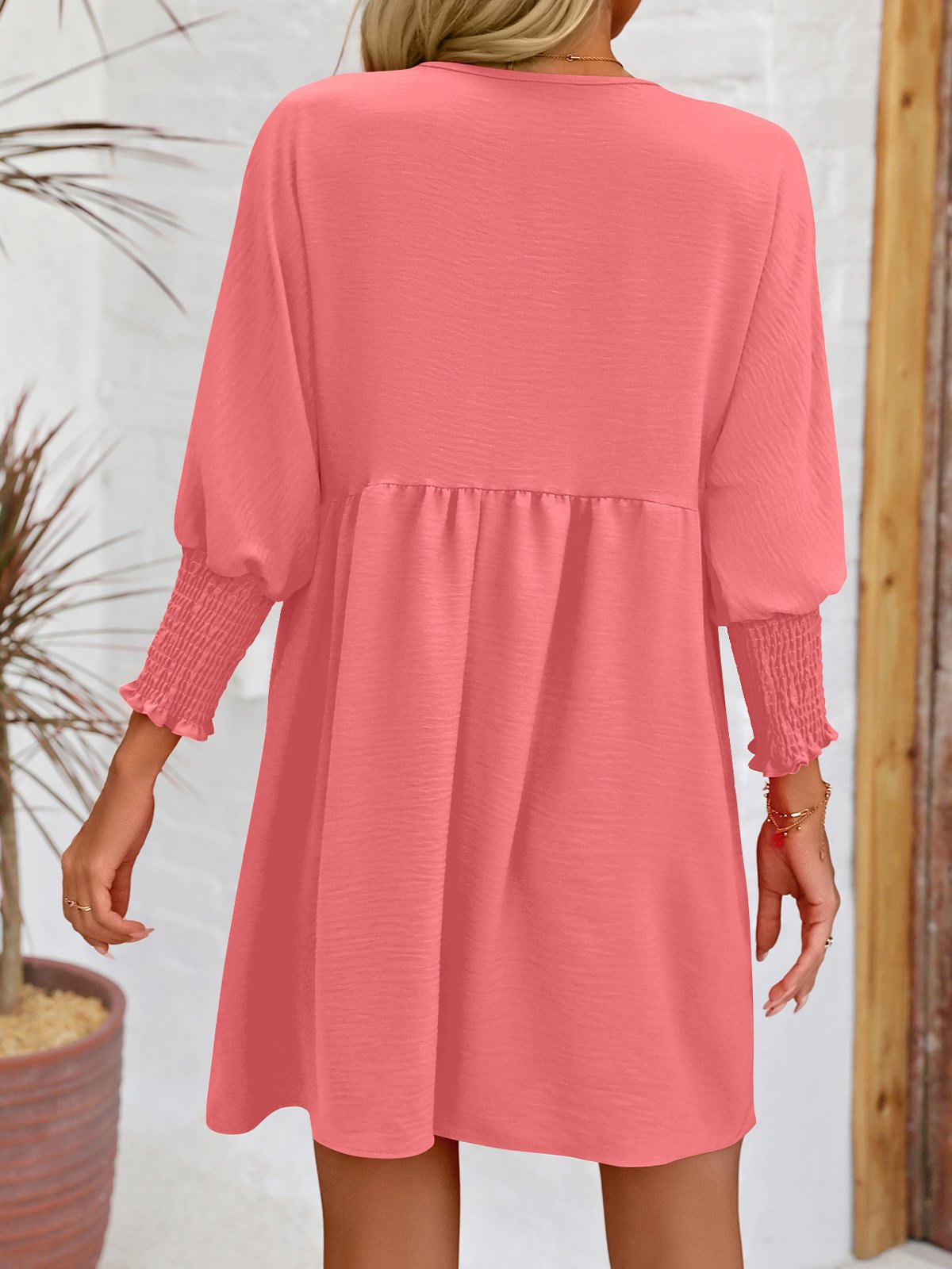 Femmes Plain Noir Col Rond Confortable Court Robe Décontracté