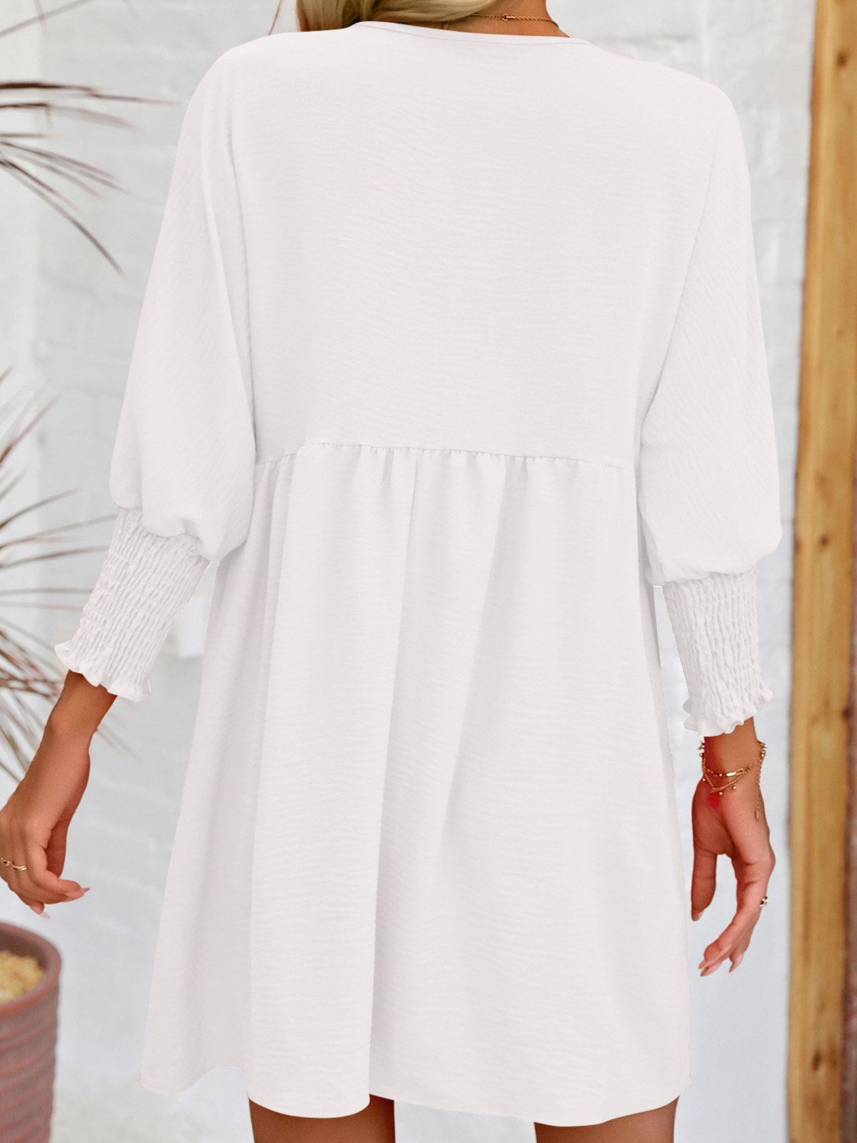 Femmes Plain Noir Col Rond Confortable Court Robe Décontracté