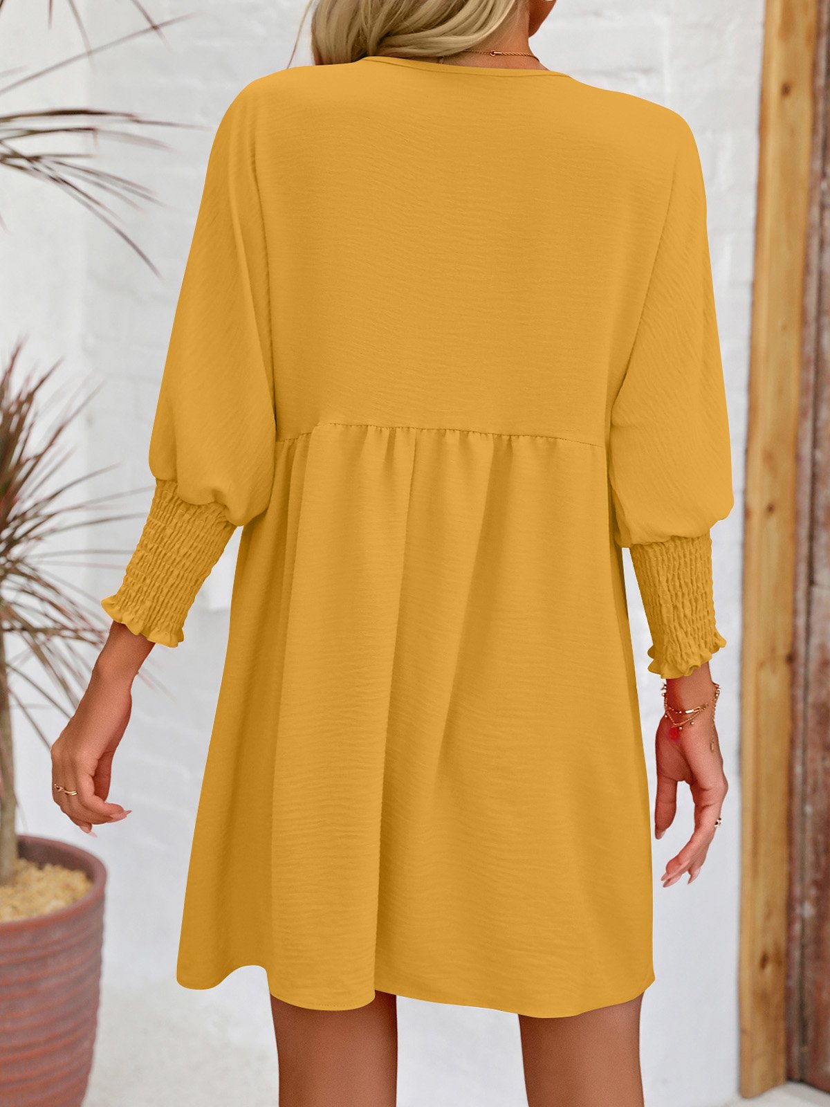 Femmes Plain Noir Col Rond Confortable Court Robe Décontracté