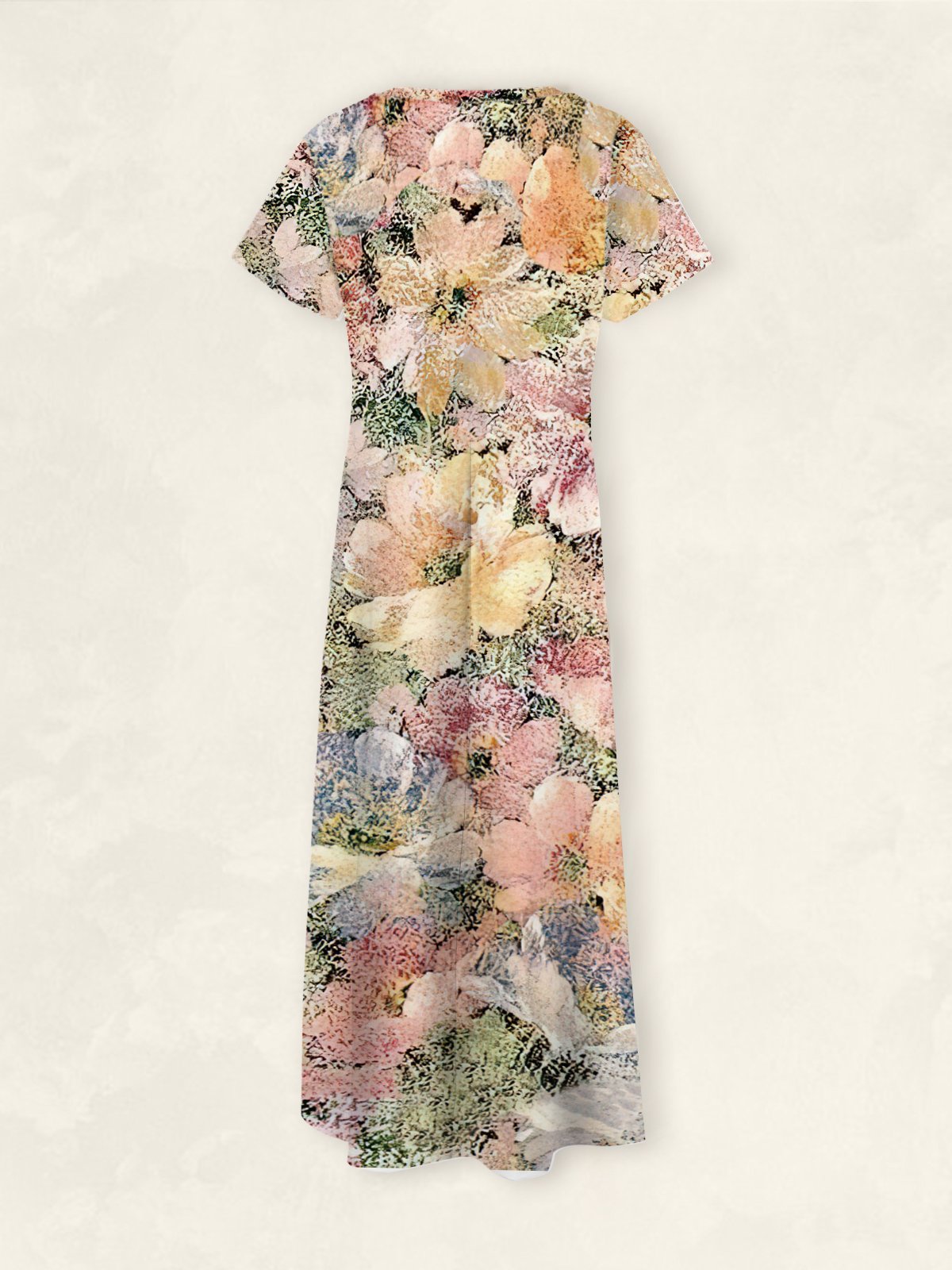 Femmes Floral Jaune Col V Confortable Robe Maxi Décontracté