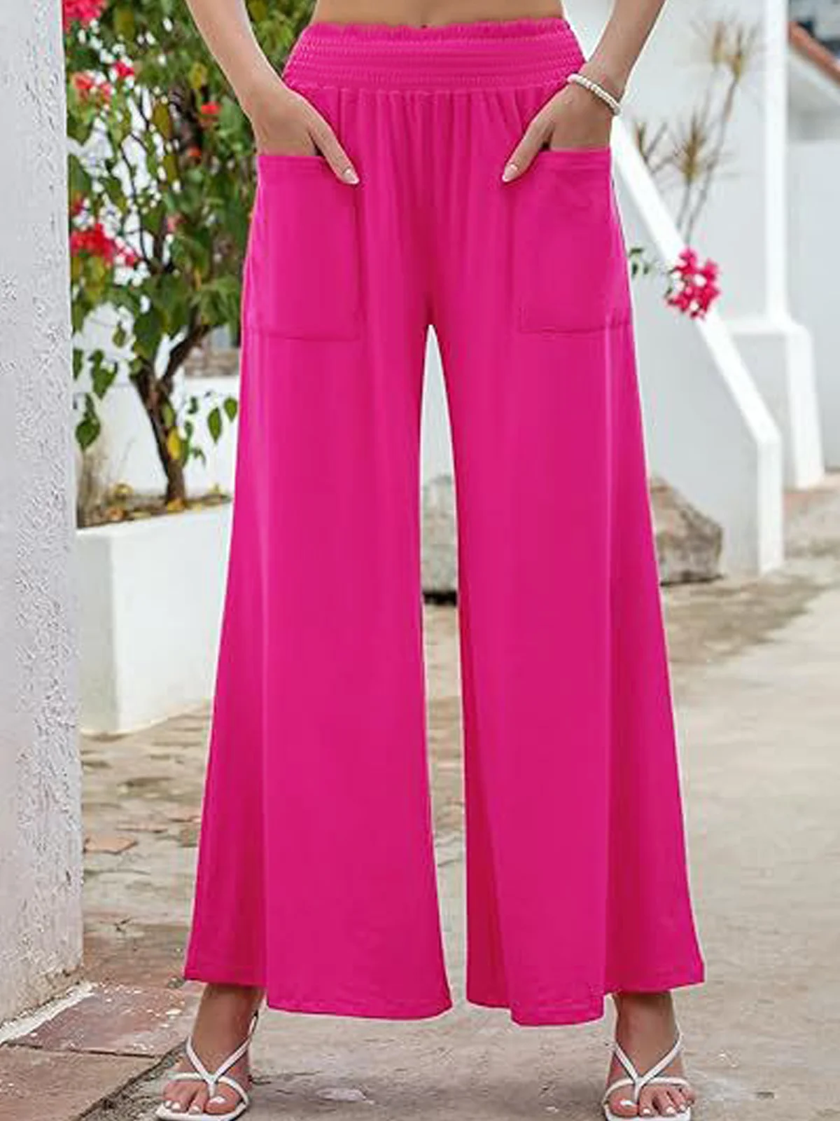 Pantalons Femmes Décontracté Plain Printemps / Automne Polyester Taille Haute Aucune élasticité Ample Long Régulier