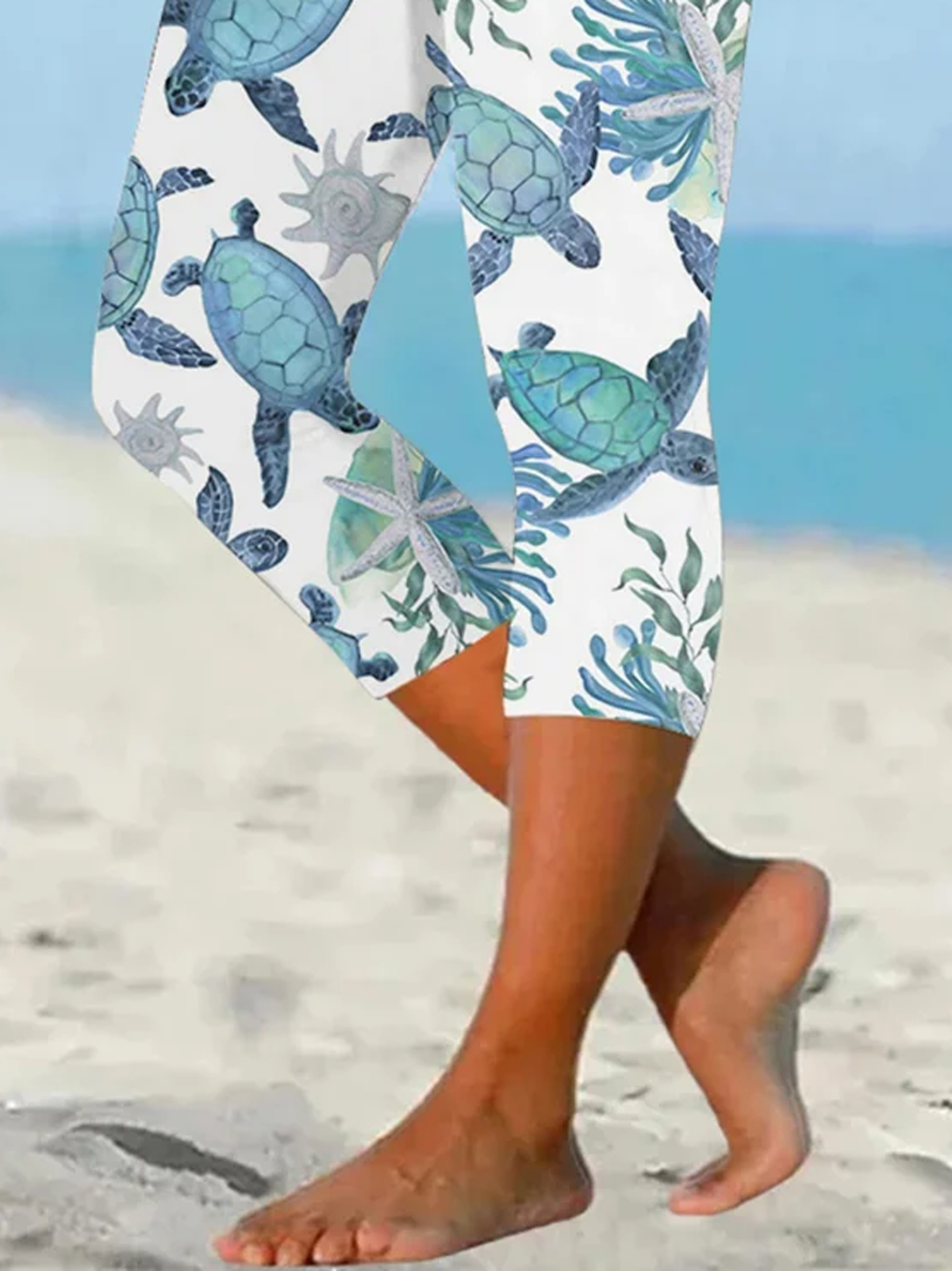 Pantalons De Yoga Femmes Décontracté Été Tortue Micro-élasticité Quotidien Serré Corsaire Legging Régulier