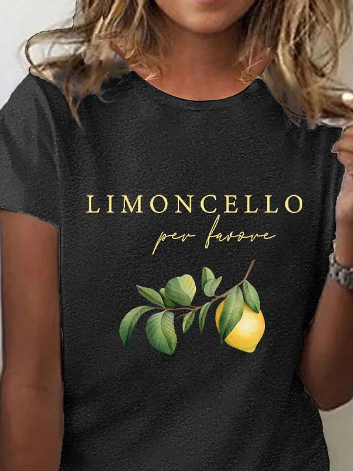T-shirts Décontracté Été citron Micro-élasticité Quotidien Manches Courtes Régulier Droit Régulier pour Femmes