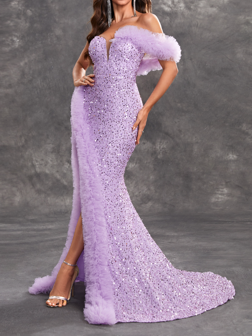 Femmes Plain Violet Clair Sans Bretelles Confortable Robe Maxi Sexy