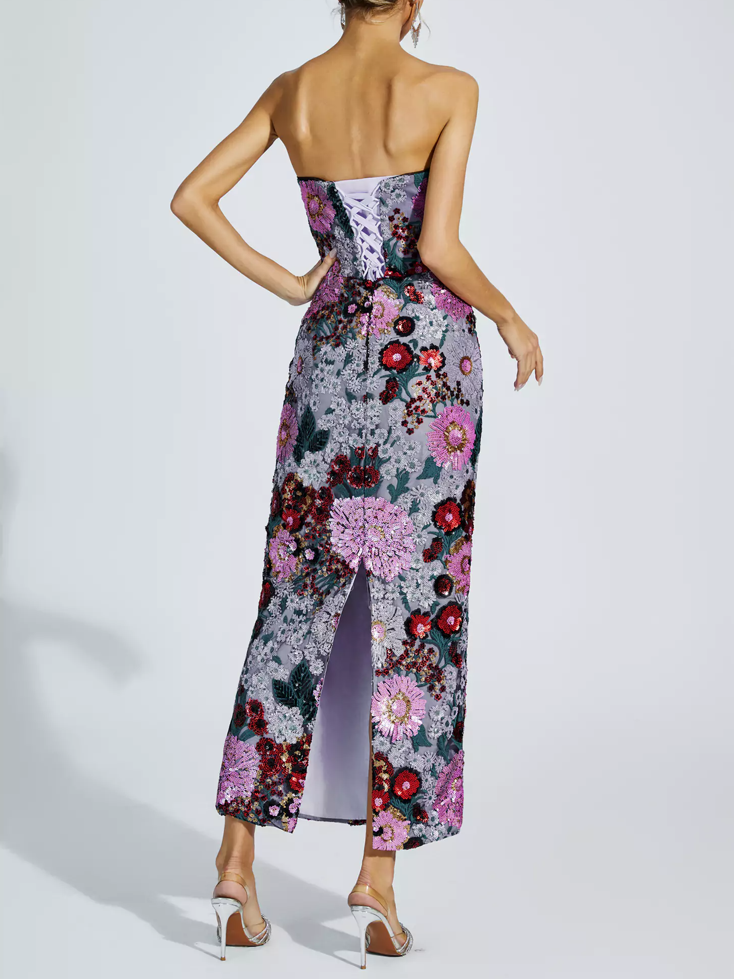 Femmes Plain Violet Une Épaule Dénudée Confortable Robe Maxi Sexy