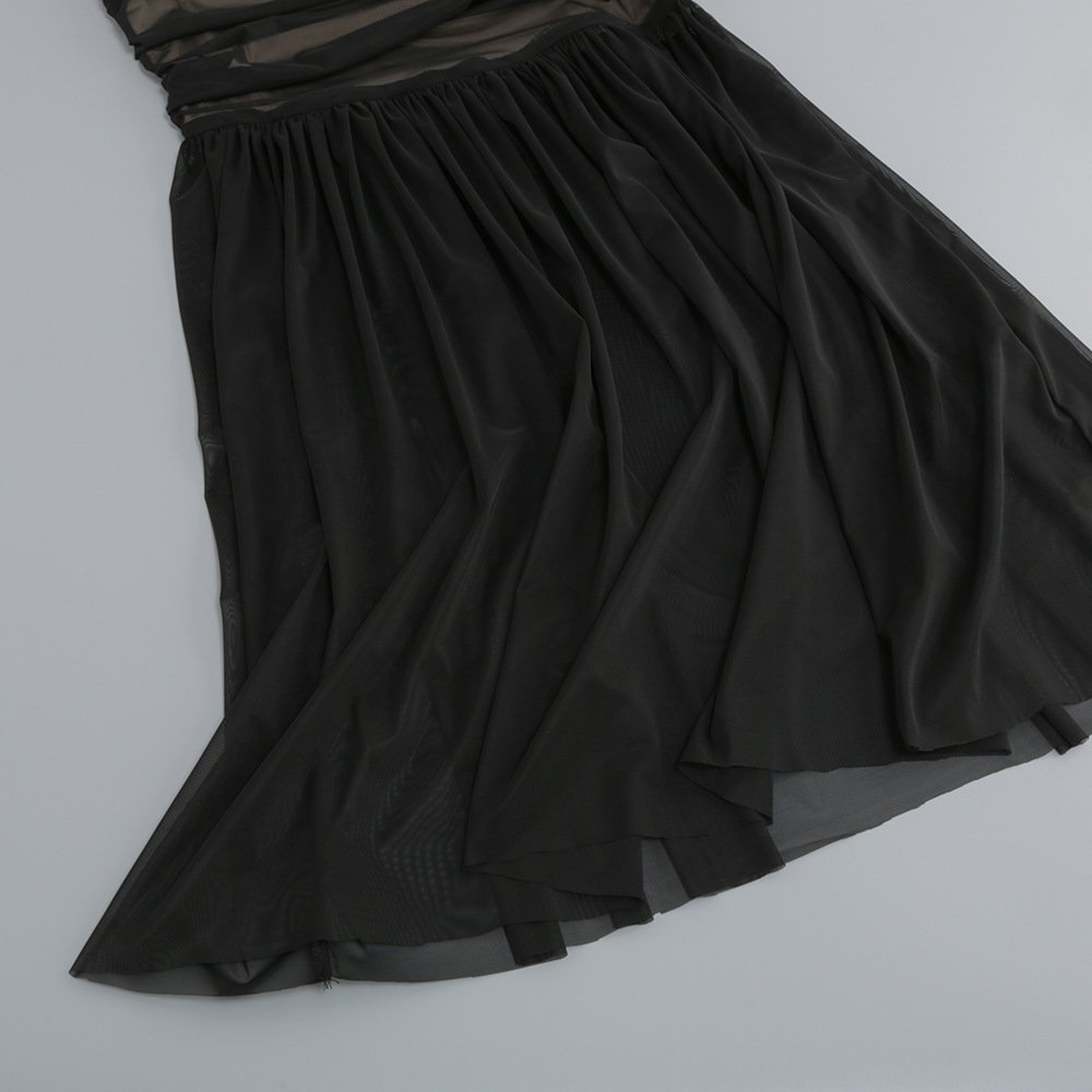 Femmes Plain Noir Sans Bretelles Confortable Robe Maxi Sexy