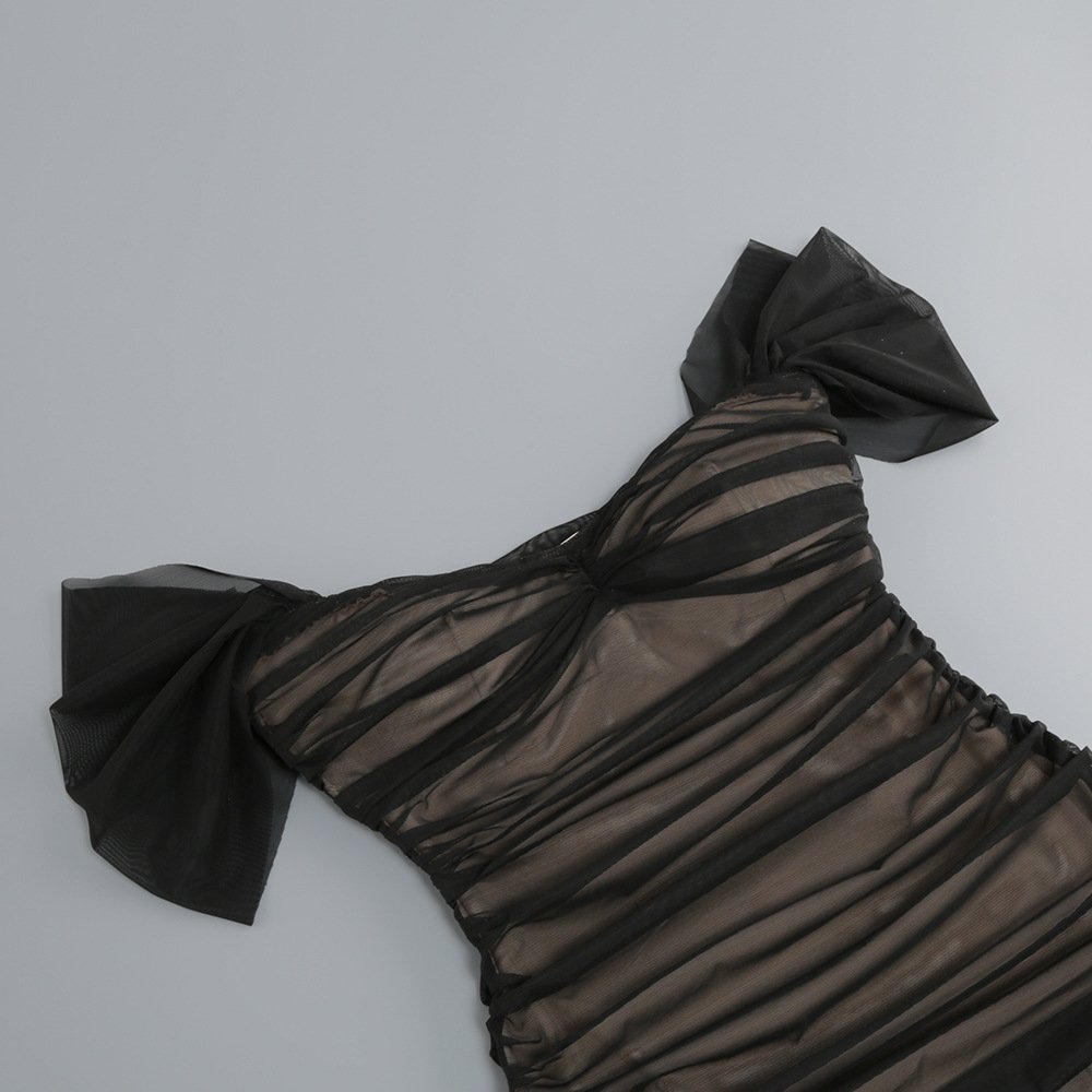 Femmes Plain Noir Sans Bretelles Confortable Robe Maxi Sexy