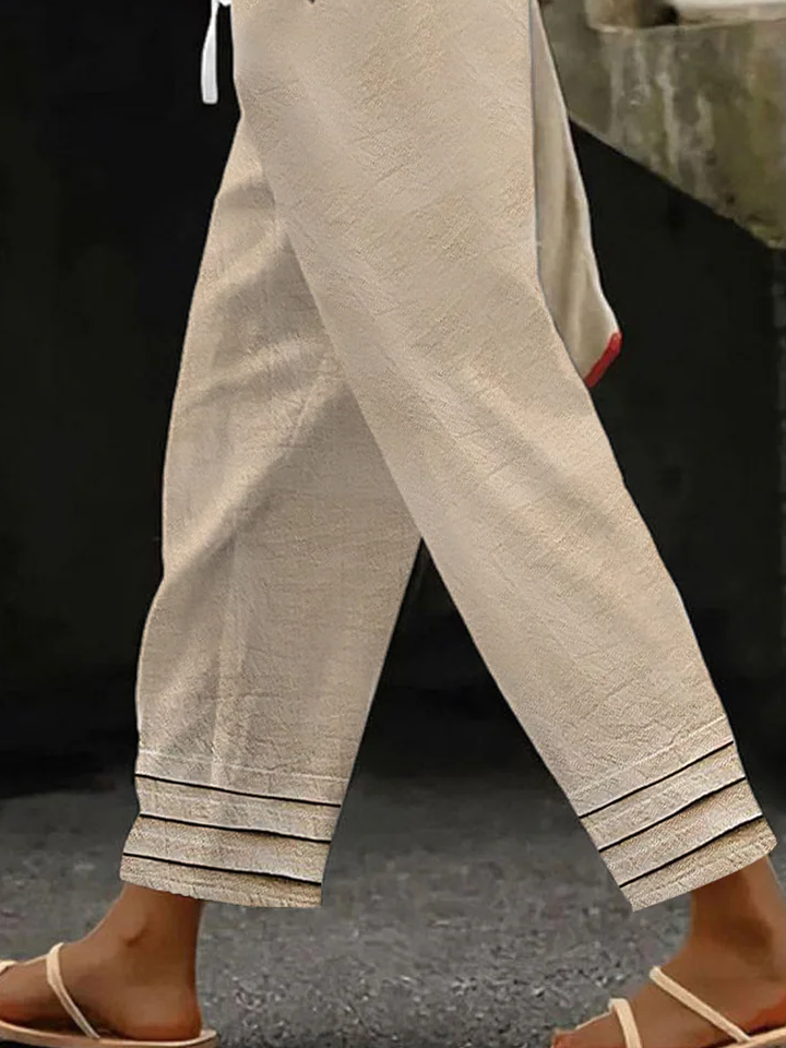 Pantalons Décontracté Plain Printemps / Automne Aucune élasticité Ample Coton Et Lin Pantalon droit Droit Non Ceinture pour Femmes