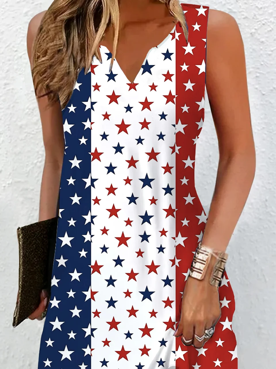 Femmes Le jour de l'indépendance (Drapeau) Multicolore Col V Confortable Robe Maxi Décontracté