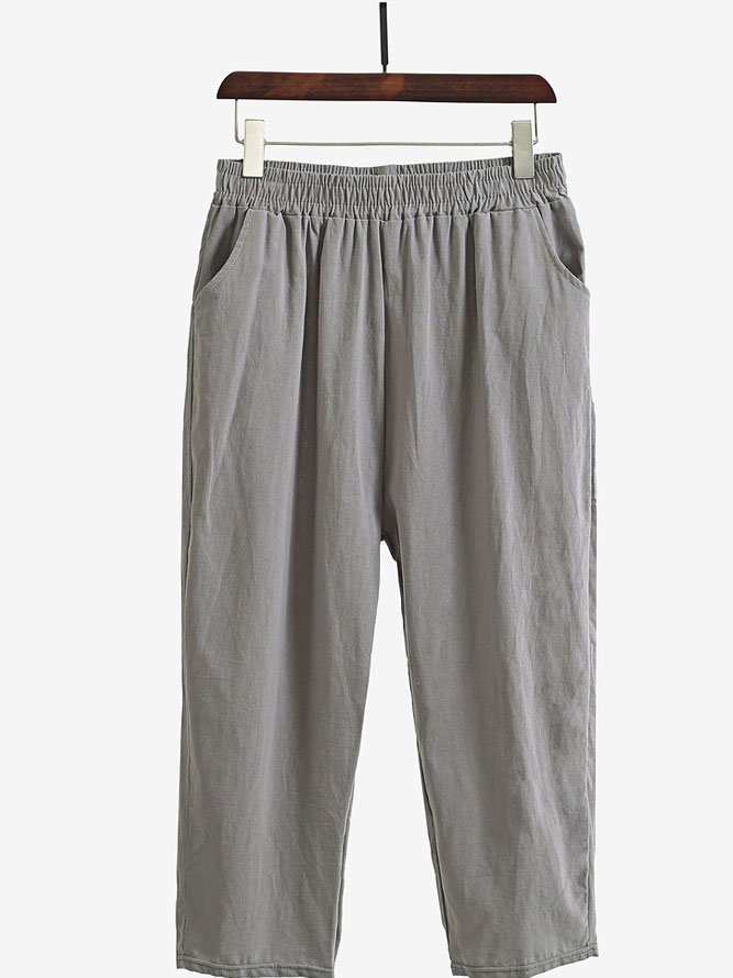 Pantalons Décontracté Plain Printemps / Automne Coton Naturel Quotidien Ample Pantalon à la cheville Droit pour Femmes