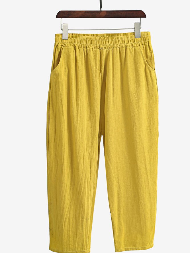 Pantalons Décontracté Plain Printemps / Automne Coton Naturel Quotidien Ample Pantalon à la cheville Droit pour Femmes