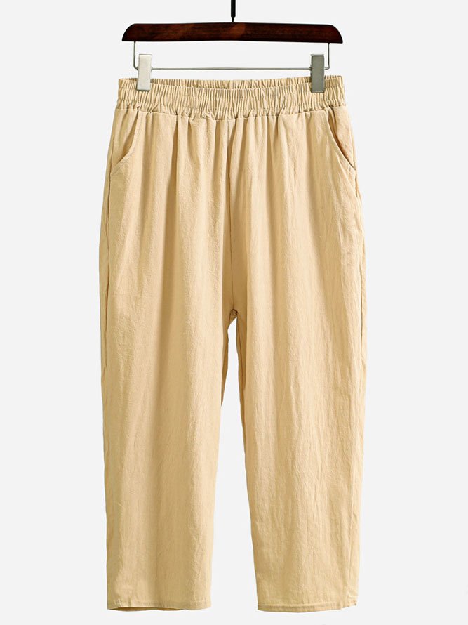 Pantalons Décontracté Plain Printemps / Automne Coton Naturel Quotidien Ample Pantalon à la cheville Droit pour Femmes