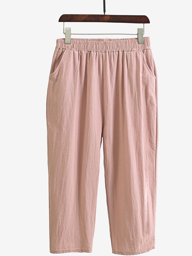 Pantalons Décontracté Plain Printemps / Automne Coton Naturel Quotidien Ample Pantalon à la cheville Droit pour Femmes