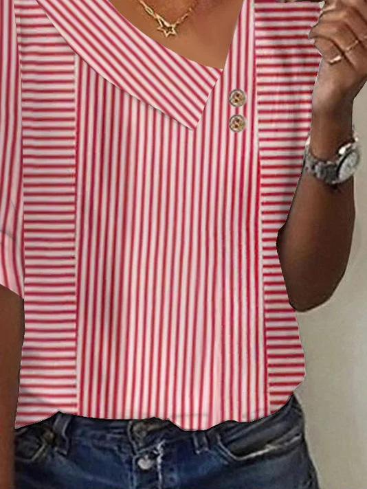 T-shirts Rayé Décontracté Printemps / Automne Aucune élasticité Quotidien Ample Jersey Régulier Droit pour Femmes