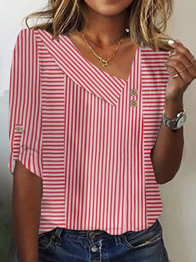 T-shirts Rayé Décontracté Printemps / Automne Aucune élasticité Quotidien Ample Jersey Régulier Droit pour Femmes