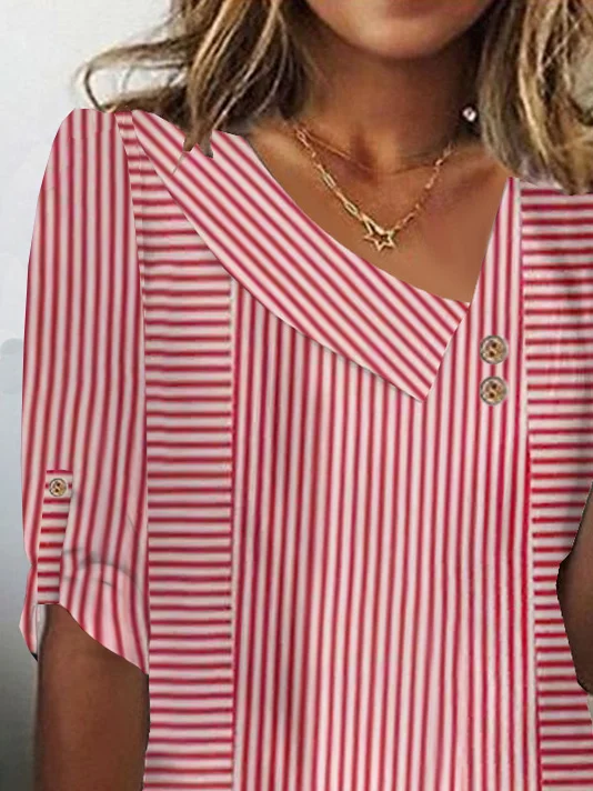 T-shirts Rayé Décontracté Printemps / Automne Aucune élasticité Quotidien Ample Jersey Régulier Droit pour Femmes