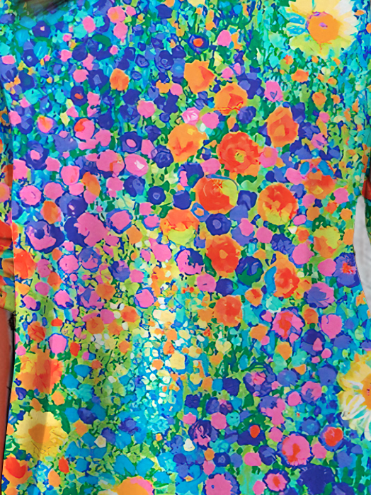 T-shirts Femmes Décontracté Floral Printemps / Automne Ample Jersey Manches Longues Col Rond Régulier T.-N.-L.