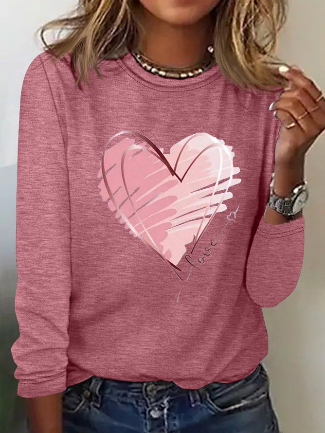 T-shirts Femmes Décontracté Printemps / Automne Coeur/cordé Quotidien Ample Régulier Droit Régulier Élasticité moyenne
