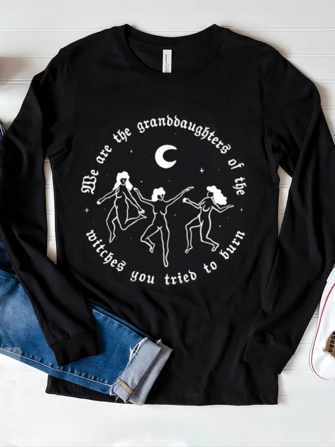 T-shirts Décontracté Printemps / Automne Lettres de texte Coton Quotidien Ample Manches Longues Régulier Droit pour Femmes