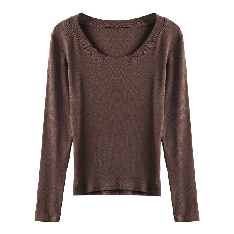 T-shirts Décontracté Plain Printemps / Automne à Haute Élasticité Quotidien Manches Longues Col Rond Droit Régulier pour Femmes