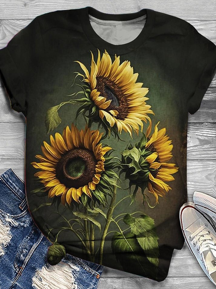 T-shirts Femmes Décontracté Papillon Été Quotidien Ample Jersey Manches Courtes Col Rond Droit