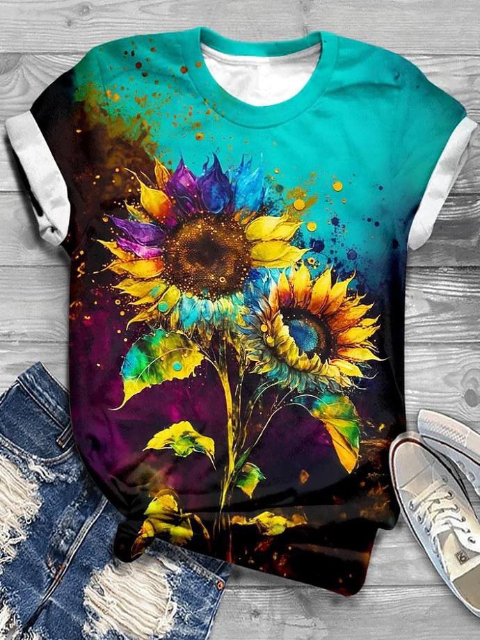 T-shirts Femmes Décontracté Papillon Été Quotidien Ample Jersey Manches Courtes Col Rond Droit