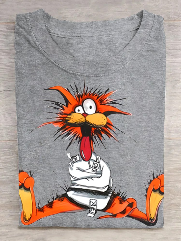 T-shirts Femmes Décontracté Été Dessin Animé Quotidien Ample Col Rond en Mélangé de Coton Élasticité moyenne Oui
