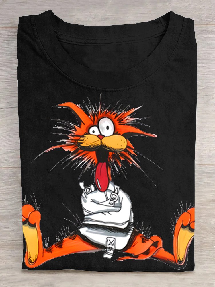 T-shirts Femmes Décontracté Été Dessin Animé Quotidien Ample Col Rond en Mélangé de Coton Élasticité moyenne Oui
