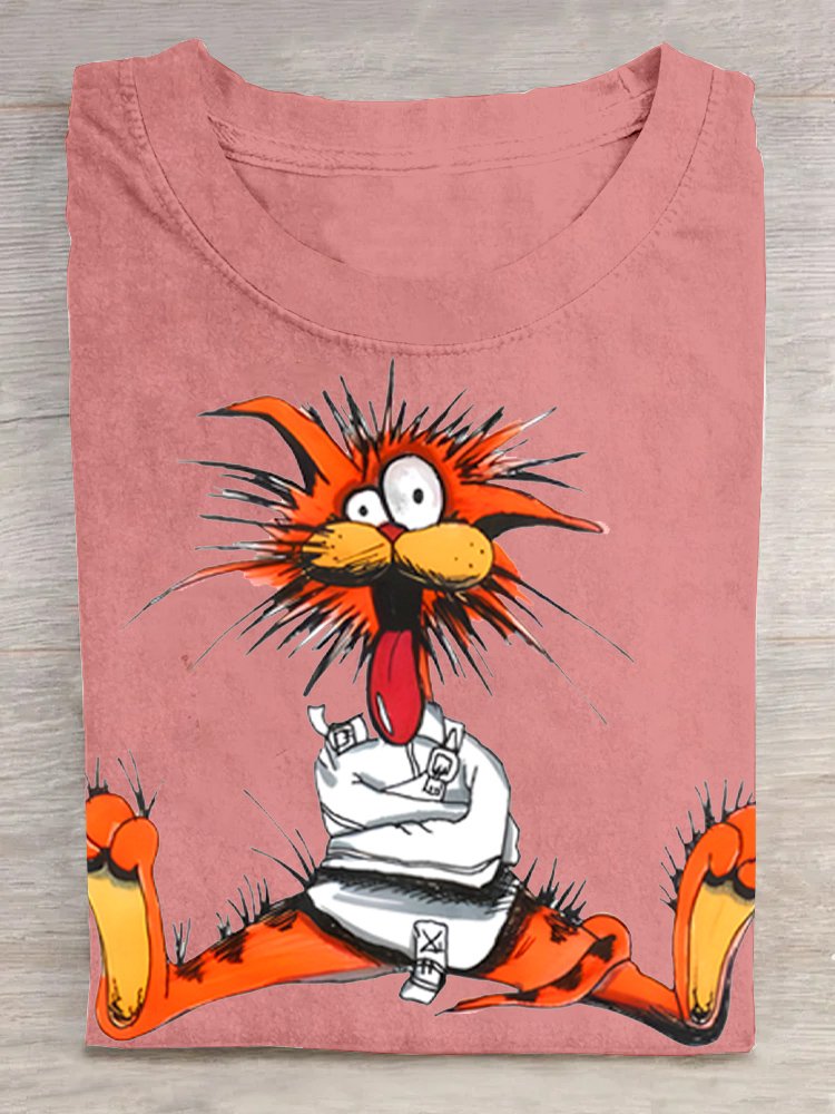 T-shirts Femmes Décontracté Été Dessin Animé Quotidien Ample Col Rond en Mélangé de Coton Élasticité moyenne Oui