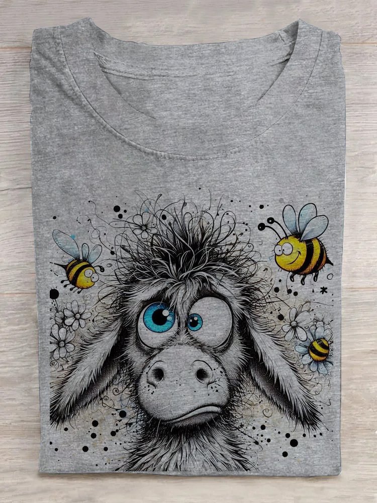 T-shirts Femmes Décontracté Imprimé d'Animal Été Ample Manches Courtes Droit Régulier Élasticité moyenne Oui