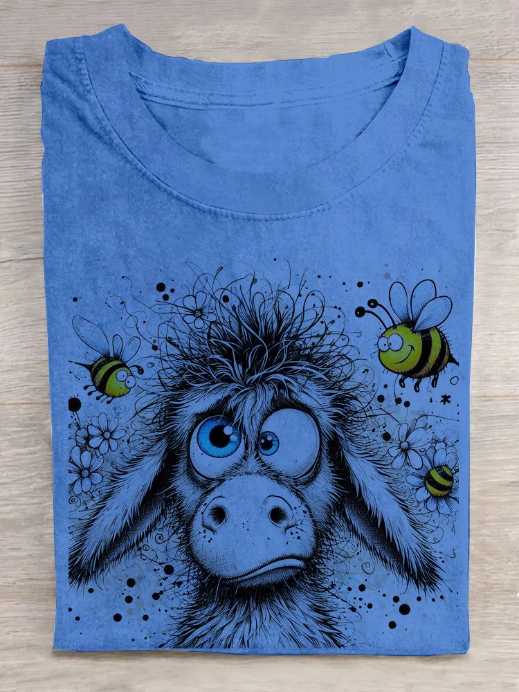 T-shirts Femmes Décontracté Imprimé d'Animal Été Ample Manches Courtes Droit Régulier Élasticité moyenne Oui