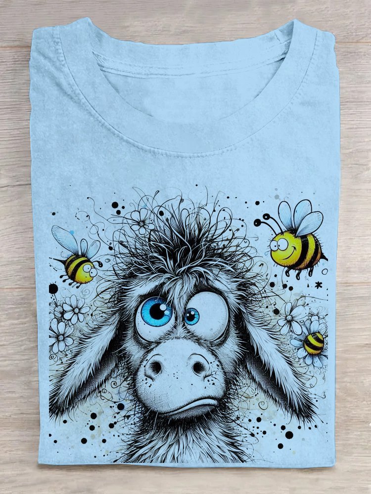 T-shirts Femmes Décontracté Imprimé d'Animal Été Ample Manches Courtes Droit Régulier Élasticité moyenne Oui