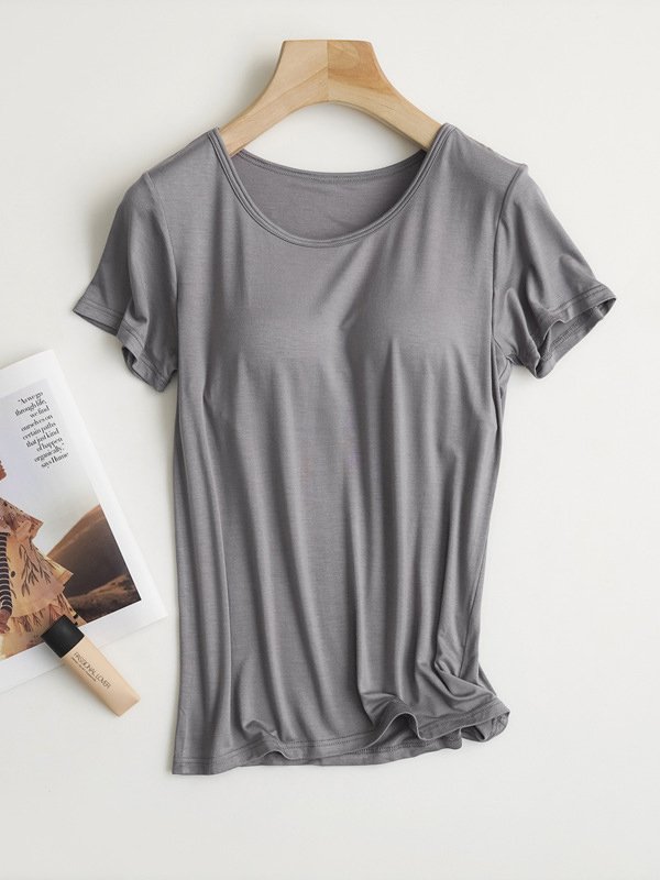 T-shirts Femmes Décontracté Plain Été Quotidien Ample Manches Courtes Régulier Régulier Élasticité moyenne