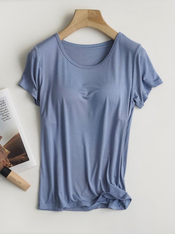 T-shirts Femmes Décontracté Plain Été Quotidien Ample Manches Courtes Régulier Régulier Élasticité moyenne