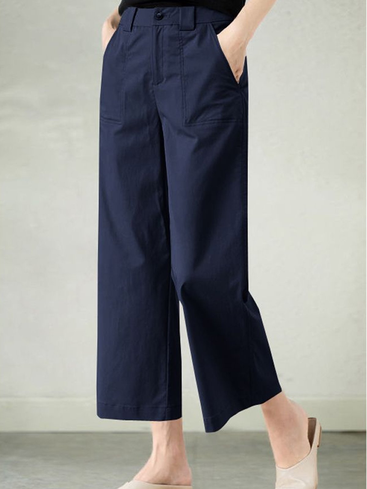 Pantalons Femmes Décontracté Plain Printemps / Automne Coton Taille Haute Quotidien Ample Long Régulier
